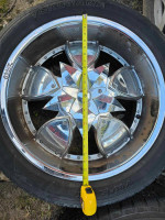 22 inch Shooz Chrome wheels rims and Yokohama tires
