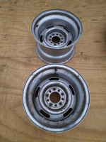 15x10 Chevrolet rally wheels PAIR, also GM 8" pair