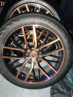 Crown Victoria Rims & Tires 18x8 Unilug 5x114.3 Orange & Black