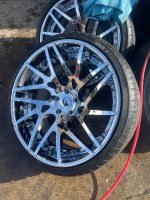 22” Forgiato Staggered Chrome Wheels and Tires 5Lug