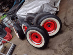 Whitewalls!! Coker 15's & Wheel Vintique Steelies ! Multiple Bolt Patt