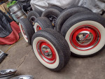 Whitewalls!! Coker 15's & Wheel Vintique Steelies ! Multiple Bolt Patt