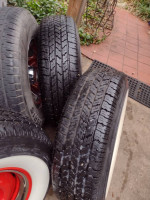 Whitewalls!! Coker 15's & Wheel Vintique Steelies ! Multiple Bolt Patt