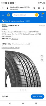 P235/65r18 hankook dynapro hp2 106h only 200.00