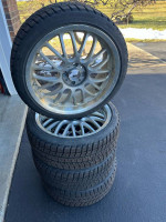 4 Like New 205X40X17 84H Bridgestone Blizzak Snow Winter Tires on Alloy Wheels