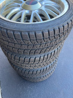 4 Like New 205X40X17 84H Bridgestone Blizzak Snow Winter Tires on Alloy Wheels
